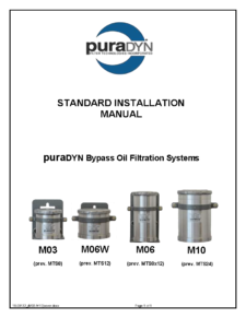 Image links to Standard Installation Manual for Puradyn models M03, M06W, M06, and M10